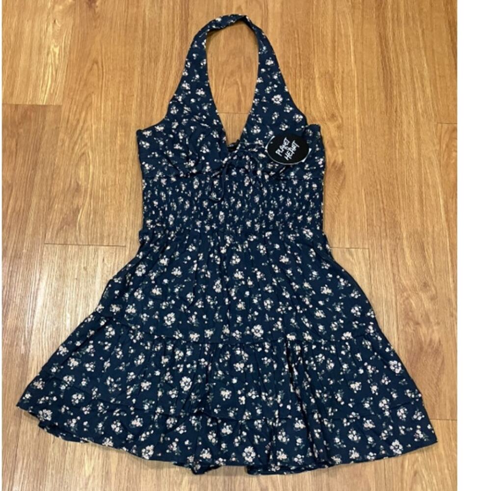 Planet Heart Juniors' FloralPrint Smocked Mini HalterDressXL